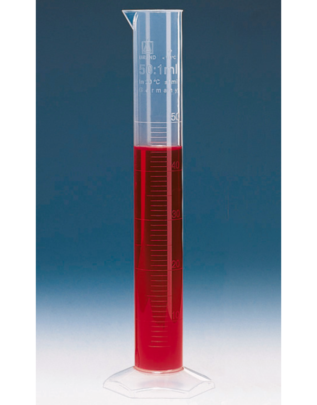 Eprouvette graduée, forme haute, 50:1,0 ml, PP, graduations gravées ( X 10 )